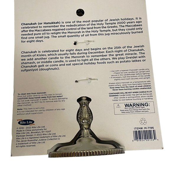 Rite Lite Mini Menorah Silver and Chanukah Candles Set Blue Pack of 44 Candles - Picture 6 of 11